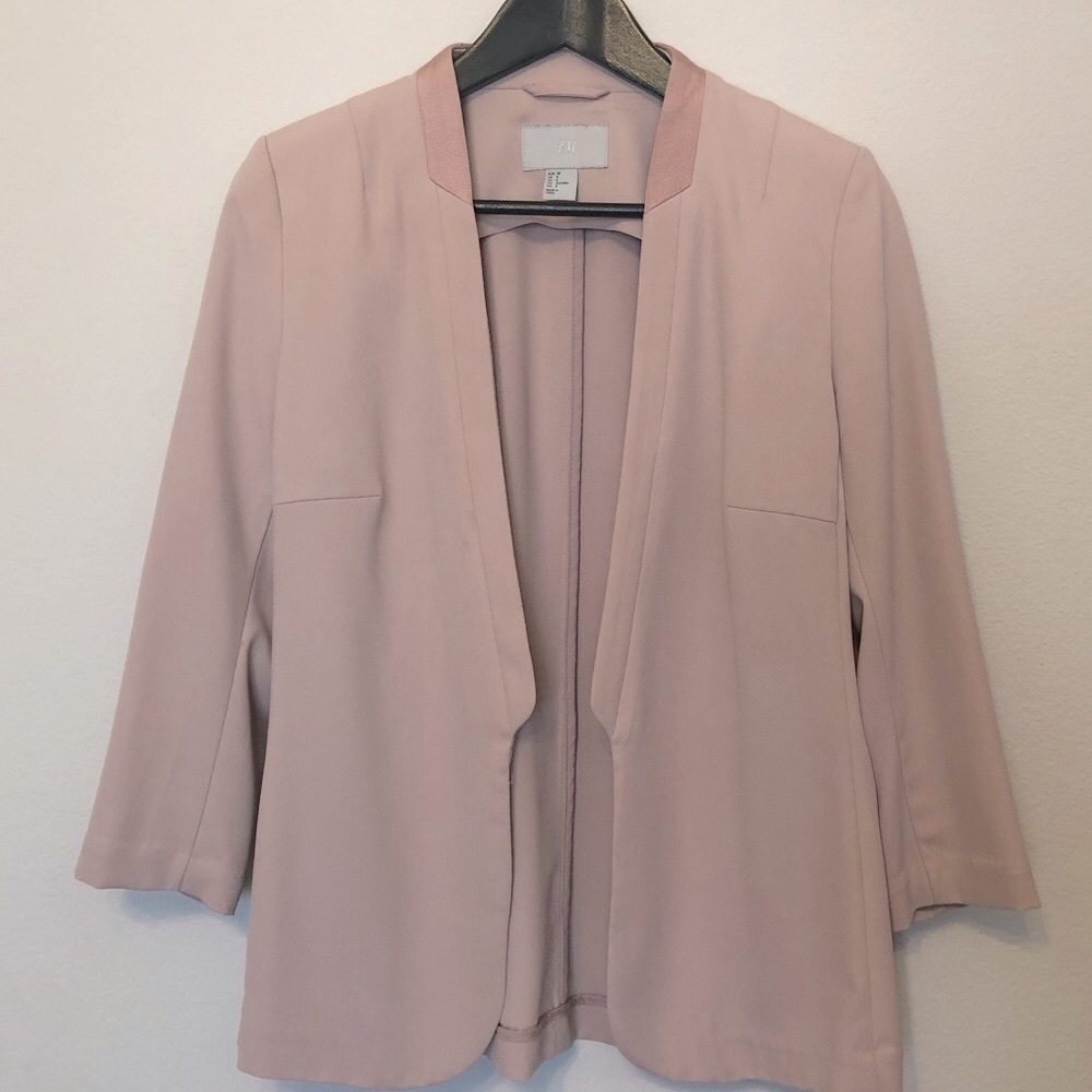 Blush pink 3/4 sleeve blazer by H&M